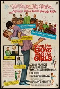 5m957 WHEN THE BOYS MEET THE GIRLS 1sh '65 Connie Francis, Liberace, Herman's Hermits!