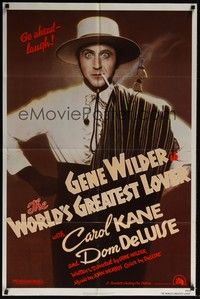 5m983 WORLD'S GREATEST LOVER 1sh '77 Dom DeLuise, most romantic Gene Wilder, great image!
