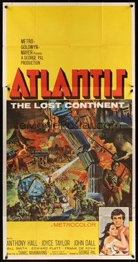 5p409 ATLANTIS THE LOST CONTINENT 3sh '61 George Pal underwater sci-fi, cool fantasy art!