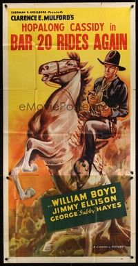 5p413 BAR 20 RIDES AGAIN 3sh R49 cool art of William Boyd as Hopalong Cassidy on rearing horse!