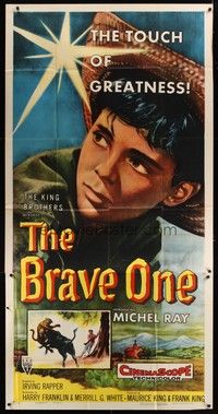 5p431 BRAVE ONE 3sh '56 Irving Rapper directed western, written by Dalton Trumbo!