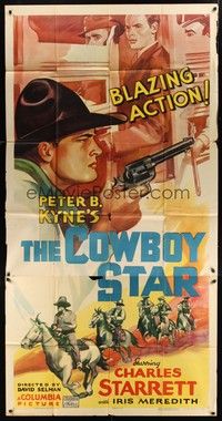 5p460 COWBOY STAR 3sh '36 Hollywood actor Charles Starrett becomes a real hero, Peter B. Kyne!