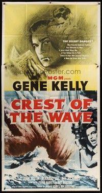 5p461 CREST OF THE WAVE 3sh '54 different art of smoking Gene Kelly + at periscope of submarine!