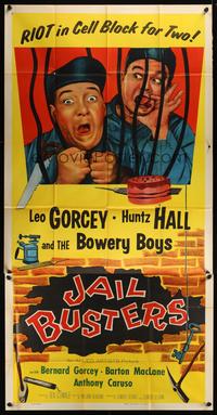 5p552 JAIL BUSTERS 3sh '55 Bowery Boys, wacky image of Leo Gorcey & Huntz Hall bustin' out!