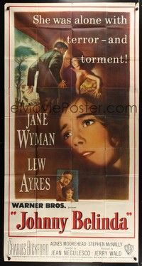 5p554 JOHNNY BELINDA 3sh '48 Jane Wyman was alone with terror and torment, Lew Ayres