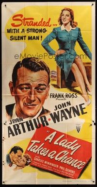 5p562 LADY TAKES A CHANCE 3sh R50 Jean Arthur moves west and falls in love with John Wayne!