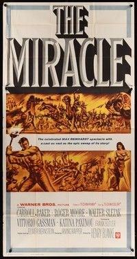 5p595 MIRACLE 3sh '59 directed by Irving Rapper, Roger Moore & sexy Carroll Baker!