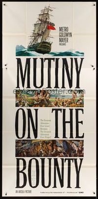 5p605 MUTINY ON THE BOUNTY styleA 3sh '62 Marlon Brando, cool seafaring art of ship by Joseph Smith!