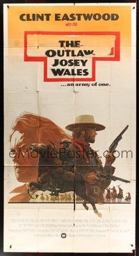 5p621 OUTLAW JOSEY WALES int'l 3sh '76 Clint Eastwood is an army of one, best different art!