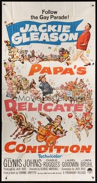 5p625 PAPA'S DELICATE CONDITION 3sh '63 Jackie Gleason, follow the gay parade, great wacky artwork!