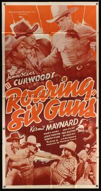 5p652 ROARING SIX GUNS 3sh '37 cowboy Kermit Maynard in a story by James Oliver Curwood!