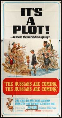 5p655 RUSSIANS ARE COMING 3sh '66 Carl Reiner, great Jack Davis art of Russians vs Americans!