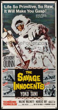5p659 SAVAGE INNOCENTS 3sh '61 Nicholas Ray, great art of Eskimo Anthony Quinn & polar bear!