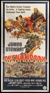 5p665 SHENANDOAH 3sh '65 James Stewart, Civil War, two armies trampled its valley!