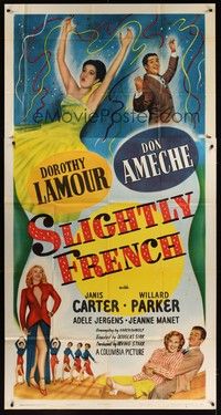 5p673 SLIGHTLY FRENCH 3sh '48 different image of pretty Dorothy Lamour & Don Ameche!
