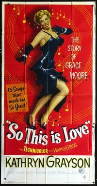 5p678 SO THIS IS LOVE 3sh '53 sexy artwork of Kathryn Grayson as shimmy dancer Grace Moore!