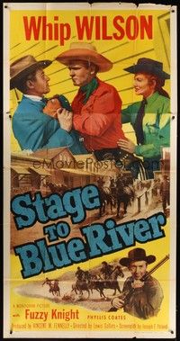 5p682 STAGE TO BLUE RIVER 3sh '51 great image of cowboy Whip Wilson with Phyllis Coates!