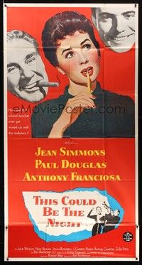 5p715 THIS COULD BE THE NIGHT 3sh '57 Jean Simmons between Paul Douglas & Anthony Franciosa!