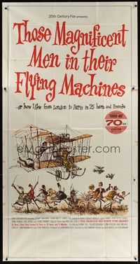 5p717 THOSE MAGNIFICENT MEN IN THEIR FLYING MACHINES 3sh '65 great wacky art of early airplane!