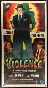 5p745 VIOLENCE 3sh '47 Nancy Coleman & Michael O'Shea fight undercover fascists in America!