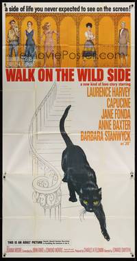 5p747 WALK ON THE WILD SIDE 3sh '62 cool artwork of black cat on stairs & sexy stars on balcony!