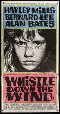 5p753 WHISTLE DOWN THE WIND style A 3sh '62 Bryan Forbes, super close up of scowling Hayley Mills!