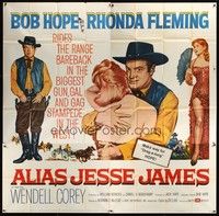 5p113 ALIAS JESSE JAMES 6sh '59 full-length wacky outlaw Bob Hope & sexy Rhonda Fleming!