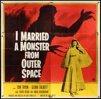 5p177 I MARRIED A MONSTER FROM OUTER SPACE 6sh '58 different image of Gloria Talbott & shadow!