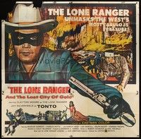 5p187 LONE RANGER & THE LOST CITY OF GOLD 6sh '58 masked hero Clayton Moore & Jay Silverheels!
