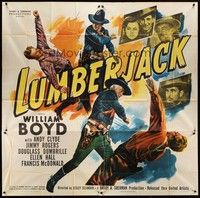 5p191 LUMBERJACK 6sh '44 William Boyd as Hopalong Cassidy knocks out two bad guys!