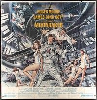 5p001 MOONRAKER 6sh '79 art of Roger Moore as James Bond & sexy space babes by Gouzee!