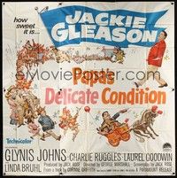 5p215 PAPA'S DELICATE CONDITION 6sh '63 Jackie Gleason, follow the gay parade, great wacky artwork!