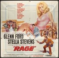 5p223 RAGE 6sh '66 running man Glenn Ford is out of time, sexy Stella Stevens running out of men!