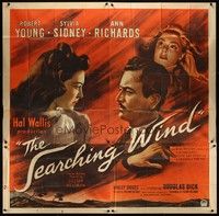 5p230 SEARCHING WIND 6sh '46 art of Ann Richards watching Robert Young & Sylvia Sidney!