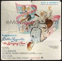 5p235 SINGING NUN 6sh '66 great artwork of Debbie Reynolds with guitar riding Vespa!