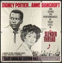 5p236 SLENDER THREAD 6sh '66 Sidney Poitier keeps Anne Bancroft from committing suicide!
