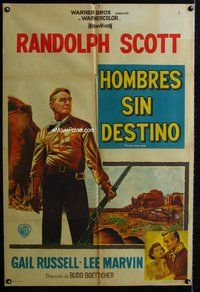 5p273 7 MEN FROM NOW Argentinean '56 Budd Boetticher, great full-length art of Randolph Scott!