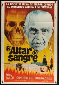 5p303 CRIMSON CULT Argentinean '70 Boris Karloff, Christopher Lee, what can satisfy the devil-god?