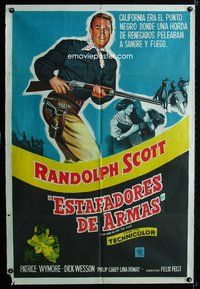 5p344 MAN BEHIND THE GUN Argentinean '52 Randolph Scott blasted the Golden State clean of treason!