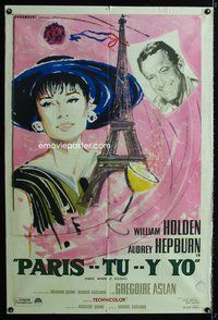 5p356 PARIS WHEN IT SIZZLES Argentinean '64 close-ups of pretty Audrey Hepburn & William Holden!