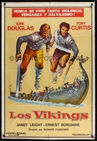5p386 VIKINGS Argentinean R60s full-length art of Kirk Douglas & Tony Curtis with swords!