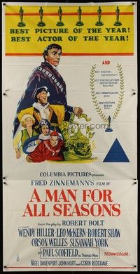 5p052 MAN FOR ALL SEASONS Aust 3sh '67 Paul Scofield, Robert Shaw, Best Picture Academy Award!
