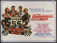 5p069 CANNONBALL RUN British quad '81 Burt Reynolds, Farrah Fawcett, Drew Struzan car racing art!