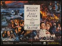 5p071 COUNTERFEIT TRAITOR British quad '62 art of William Holden & Lilli Palmer by Howard Terpning!