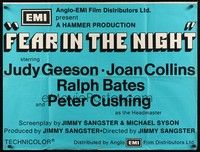 5p074 FEAR IN THE NIGHT British quad '72 Judy Geeson, Joan Collins, Cushing as the Headmaster!