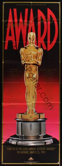 5p040 63rd ANNUAL ACADEMY AWARDS door panel '91 full-length art of Oscar statuette!