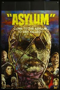 5p060 ASYLUM English 40x60 '72 Peter Cushing, Britt Ekland, Robert Bloch, cool horror art!