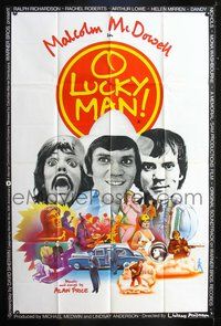 5p063 O LUCKY MAN English 40x60 '73 3 images of Malcolm McDowell, directed by Lindsay Anderson!