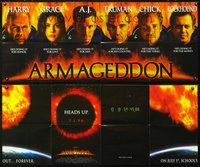 5p047 ARMAGEDDON 2-sided special 21x52 banner '98 Willis, Affleck, Thornton, Liv Tyler, Buscemi