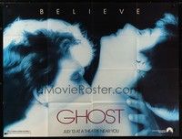 5p034 GHOST subway poster '90 classic romantic close up of dead Patrick Swayze & sexy Demi Moore!